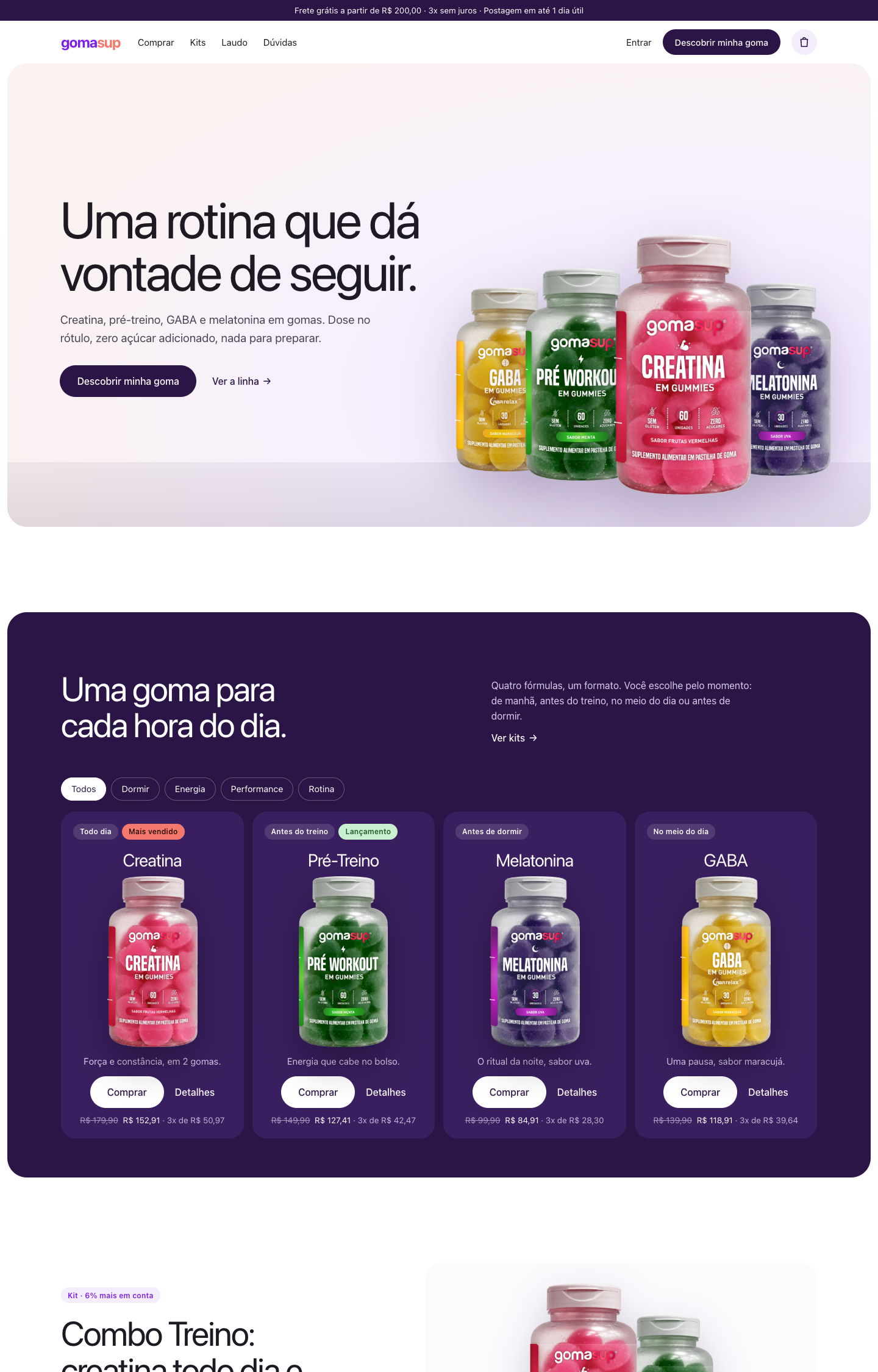 Página inicial do site gomasup.com.br