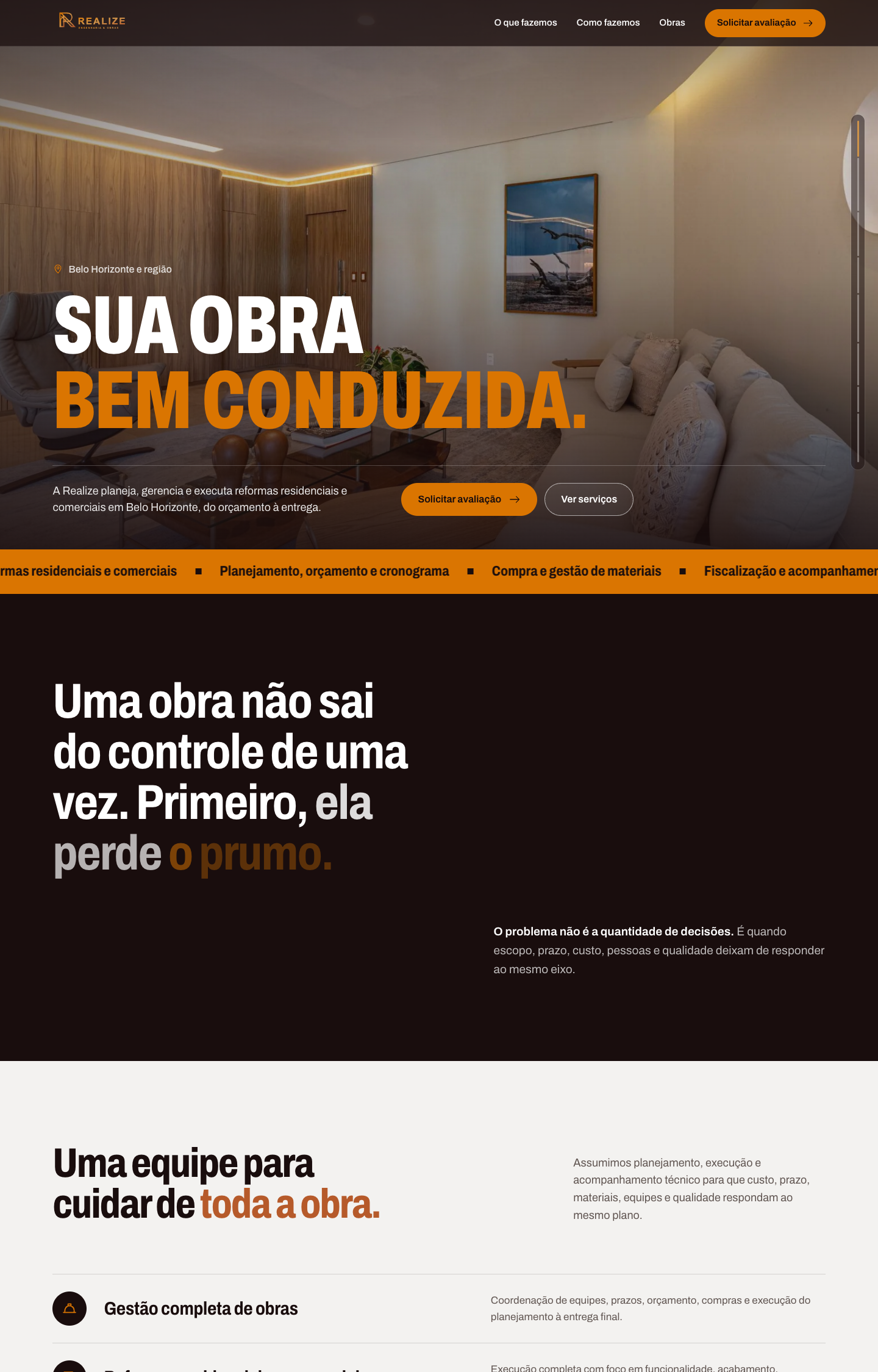 Página inicial do site realizemg.com.br